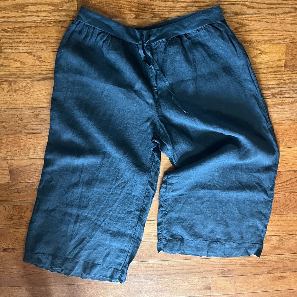 Flax Urban Flood Pants Blue Linen Ankle Crop Bottoms Lagonlook Women’s L Baggy